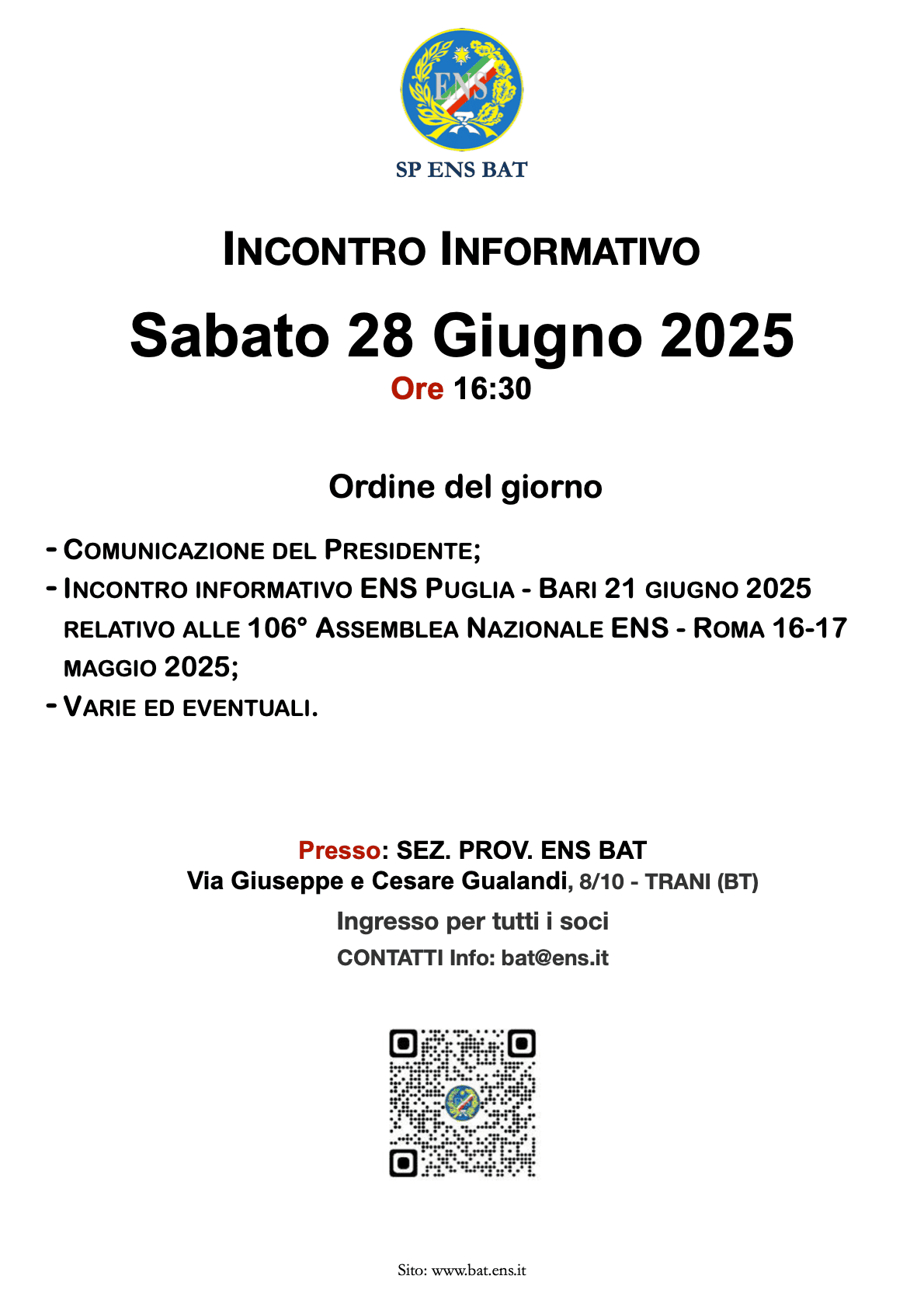Incontro Informativo Sabato 28 Giugno 2025
