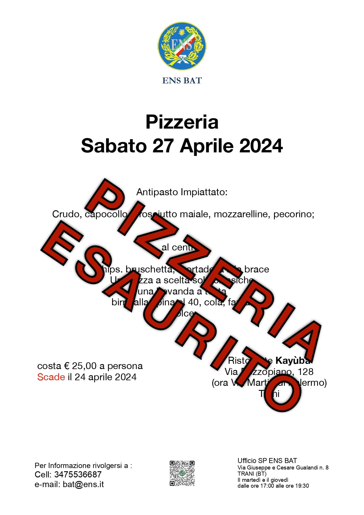 Esaurito Pizzeria 27 Aprile 2024 ENS BAT