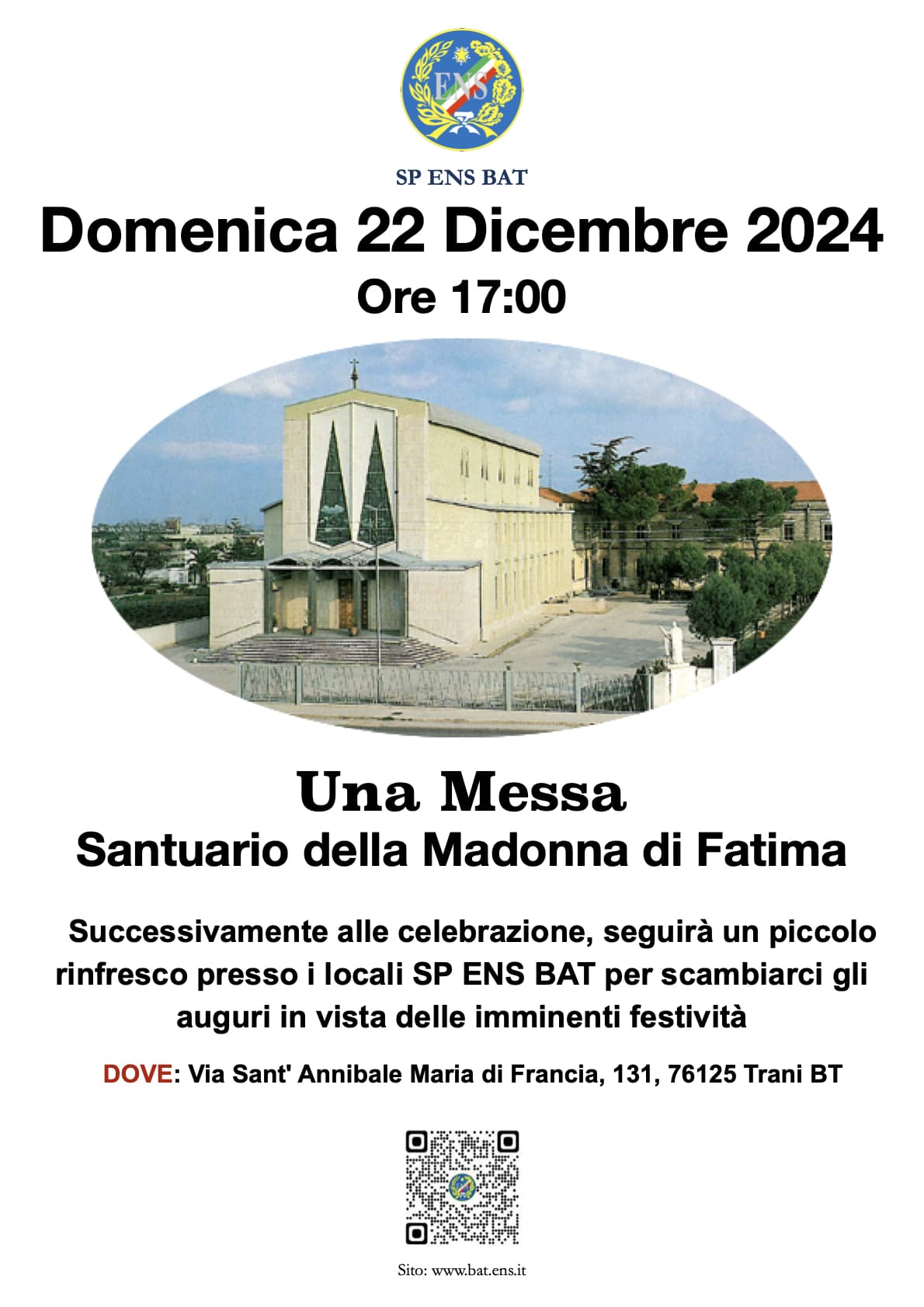 Locandina 22 dicembre 2024 Messa Trani